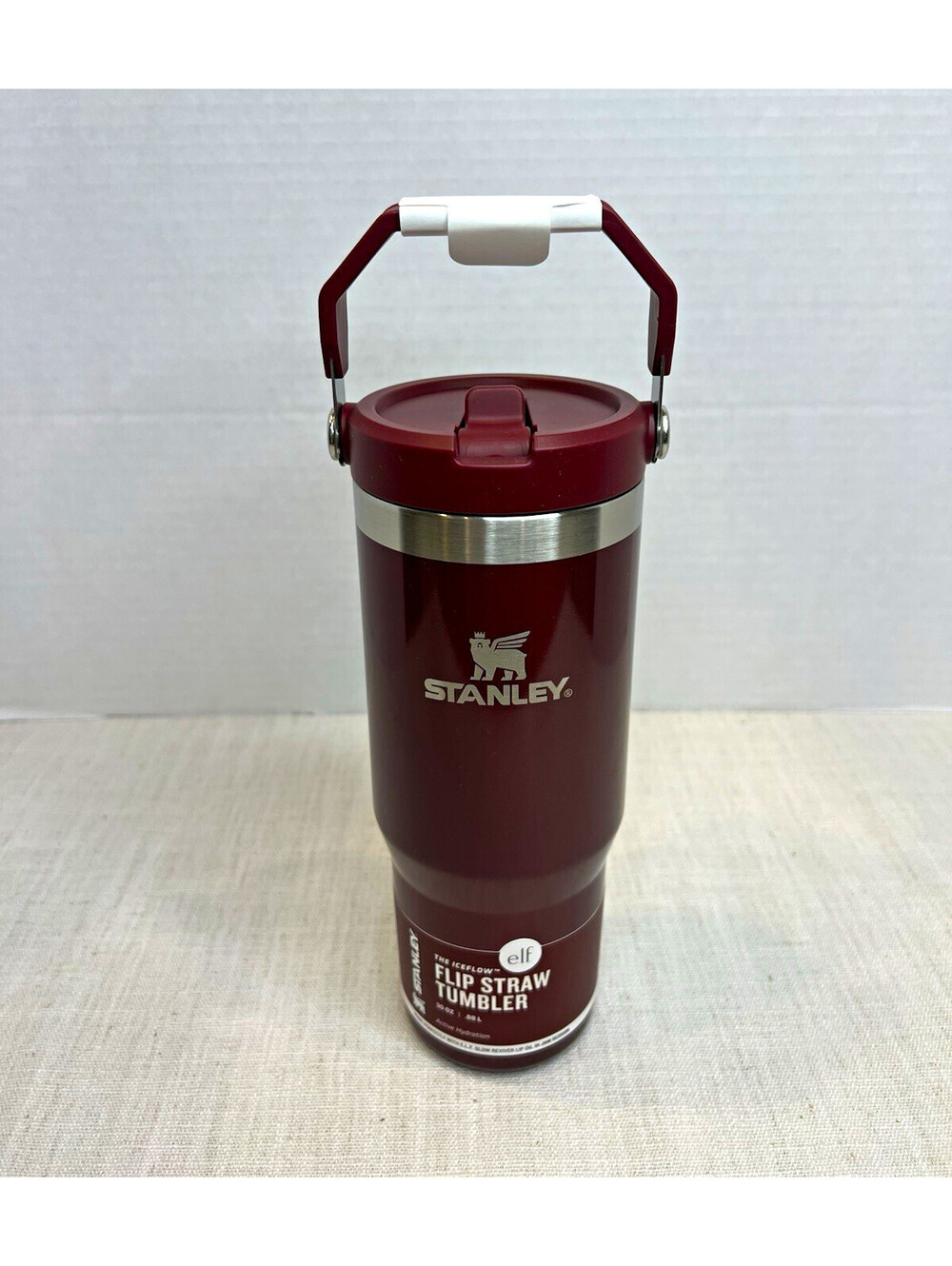 Stanley x e.l.f. IceFlow Flip Straw Tumbler w/ Handle | 30 oz Burgundy